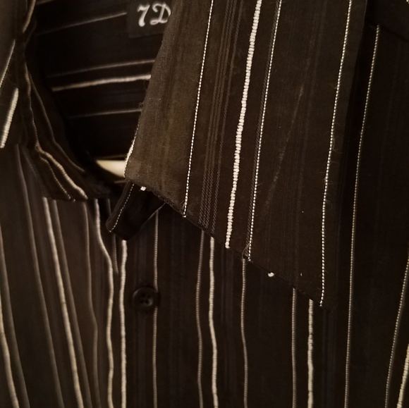 7 Diamonds Black & White Striped Dress Shirt Sz S - Picture 6 of 6